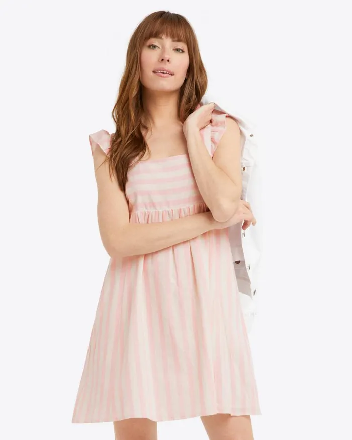 Draper James Extended Sizes Women Maddie Babydoll Dress In Pink Cabana Stripe Draper James Extended Sizes Women Maddie Babydoll Dress In Pink Cabana Stripe