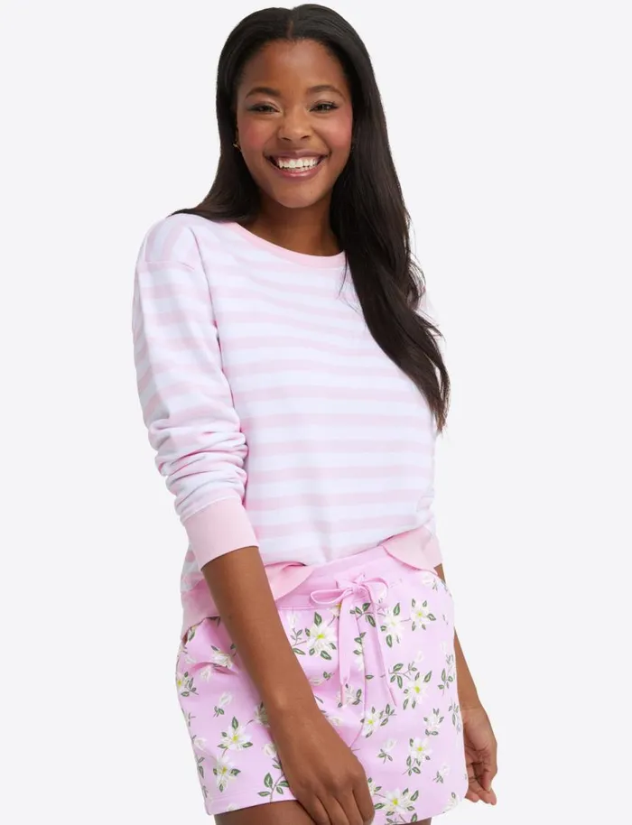 Draper James Lounge and Pajamas Women Kelsea Sweatshirt In Awning Stripe