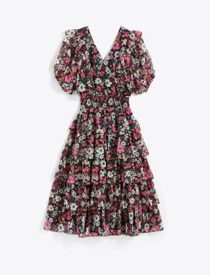 Draper James Midi and Maxi Women Leah Tiered Ruffle Midi Dress In Amaryllis Fil Coupe