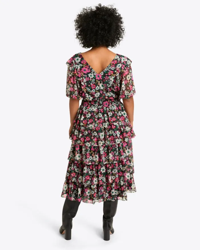 Draper James Midi and Maxi Women Leah Tiered Ruffle Midi Dress In Amaryllis Fil Coupe