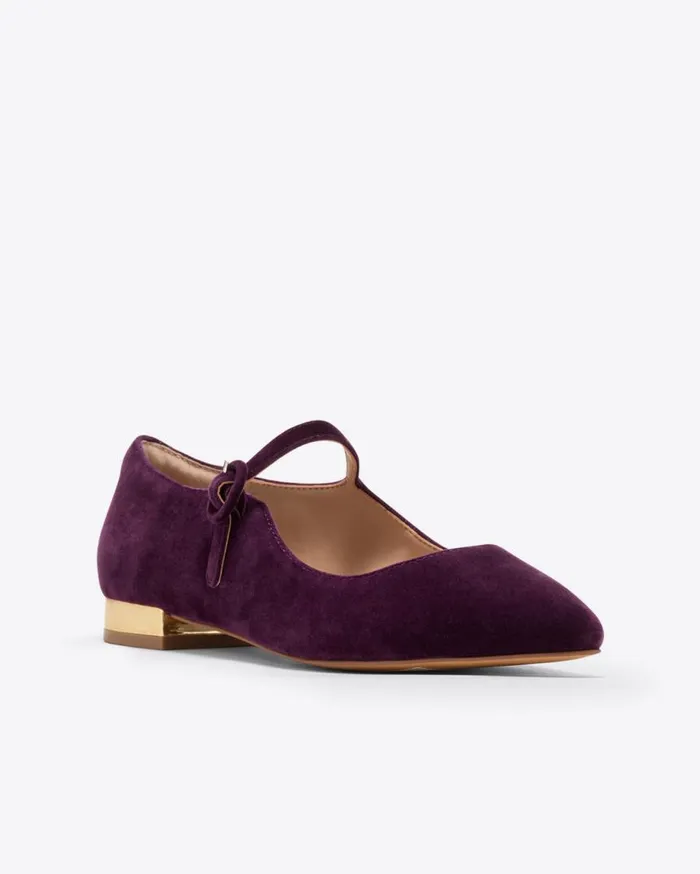 Draper James Shoes Women Adeline Mary Jane Flats In Plum Velvet