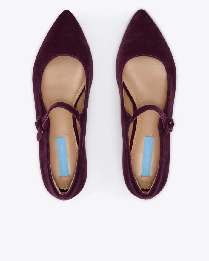 Draper James Shoes Women Adeline Mary Jane Flats In Plum Velvet