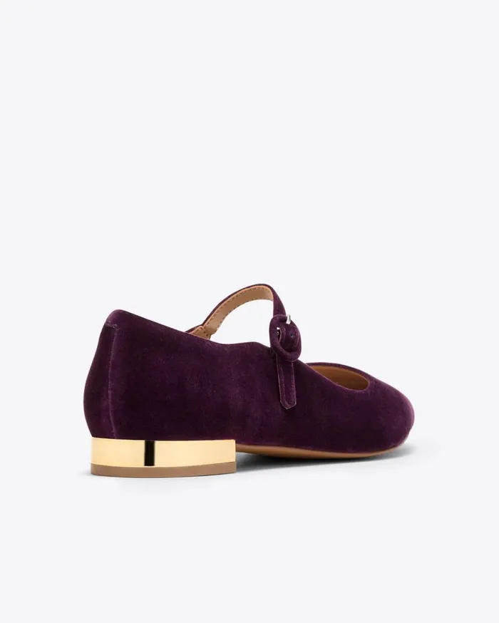 Draper James Shoes Women Adeline Mary Jane Flats In Plum Velvet