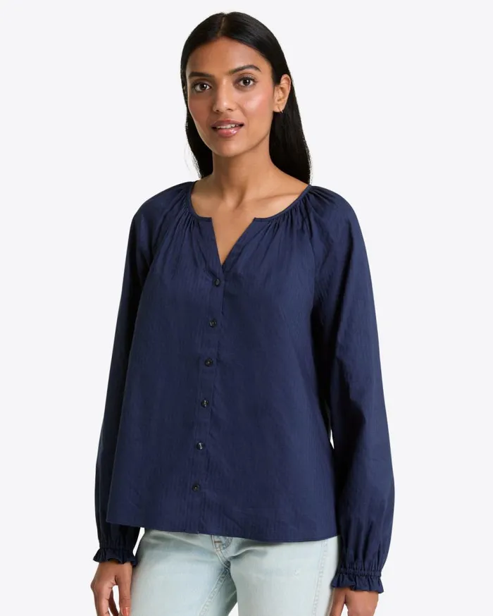 Draper James Tops Women Alexandra Top In Navy Dobby Stripe