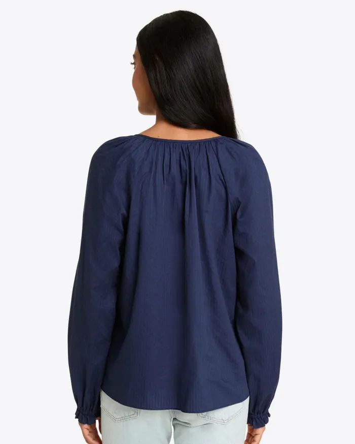 Draper James Tops Women Alexandra Top In Navy Dobby Stripe
