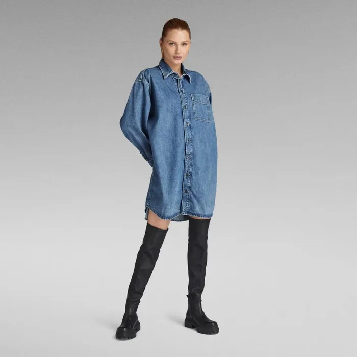 Dresses Women GStar RAW Oversized Denim Dress Faded Waterfront