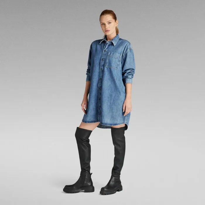 Dresses Women GStar RAW Oversized Denim Dress Faded Waterfront