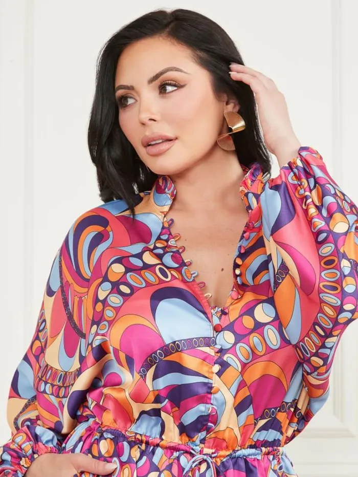 Dresses Women Marciano Vivienne Printed Romper Tulum Print Dresses Women Marciano Vivienne Printed Romper Tulum Print