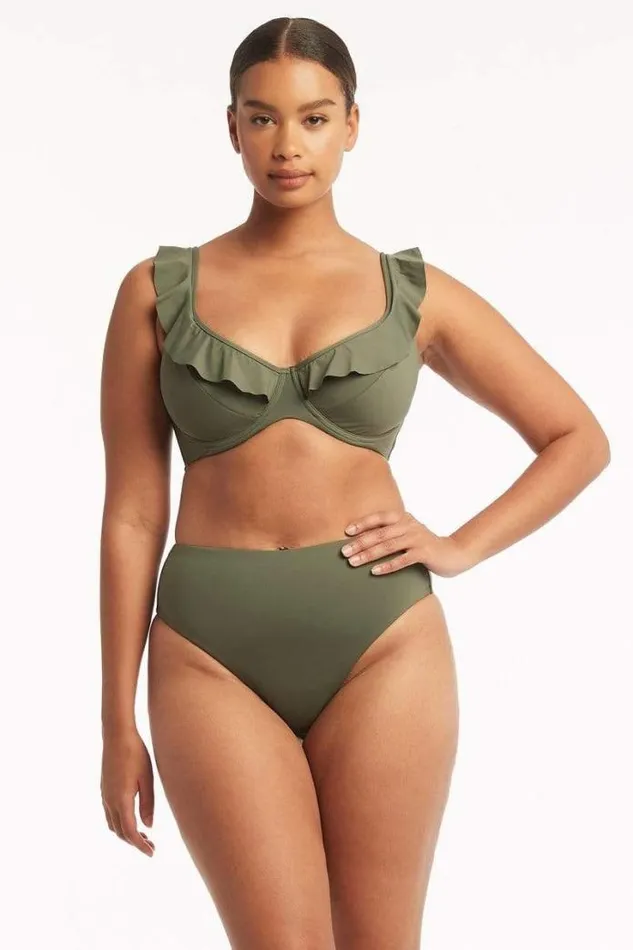 Eco Essentials Retro High Waist Pant Eco Essentials Khaki Women Sea Level Bottoms