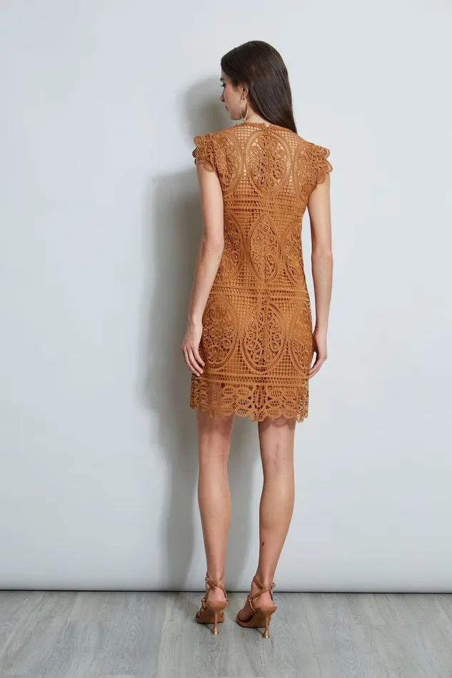 Elie Tahari Dresses and Jumpsuits Lace Flutter Sleeve Dress Caramel 8211 Women