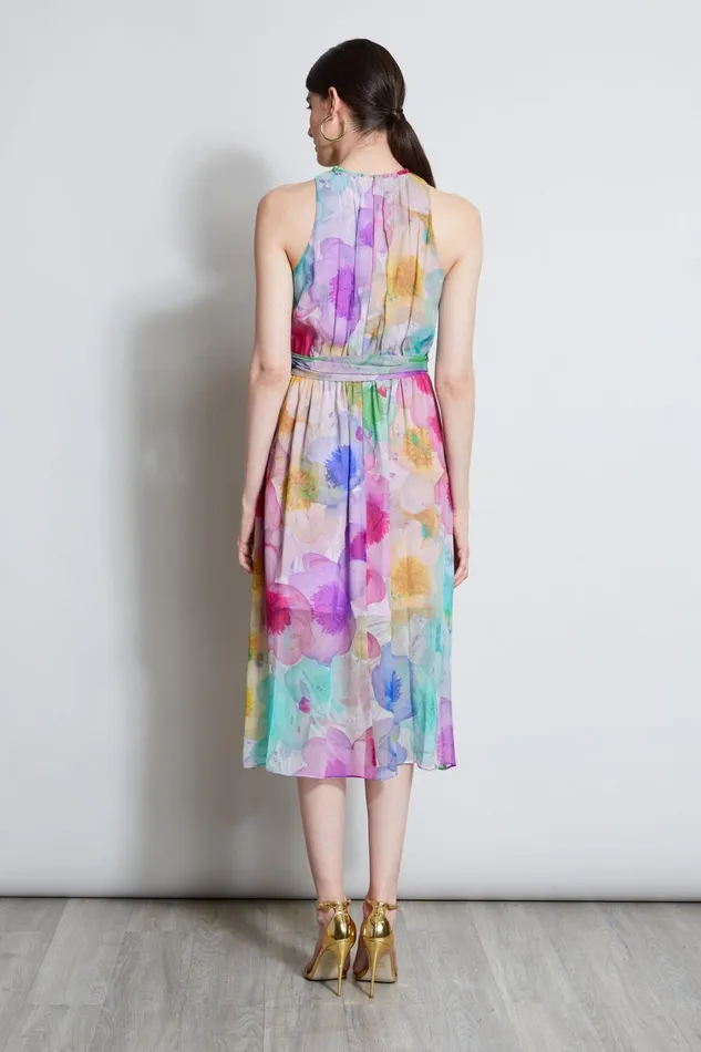 Elie Tahari Dresses and Jumpsuits Pigment Floral Silk Chiffon Halter Dress Multi 8211 Women