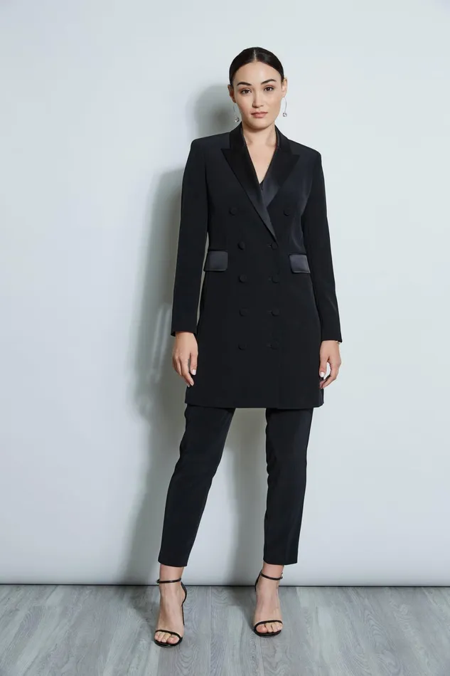 Elie Tahari Dresses and Jumpsuits Satin Tuxedo Coat Dress Black 8211 Women