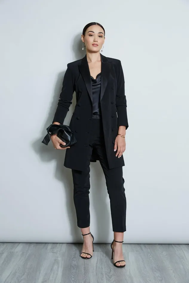 Elie Tahari Dresses and Jumpsuits Satin Tuxedo Coat Dress Black 8211 Women