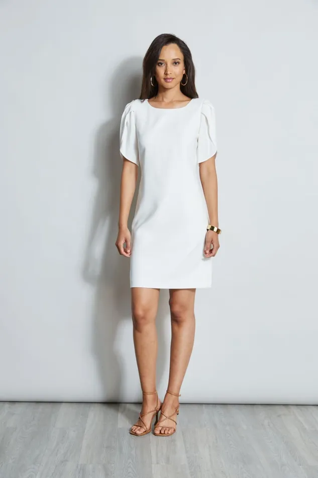 Elie Tahari Dresses and Jumpsuits Slit Sleeve Crepe Dress Foam 8211 Women