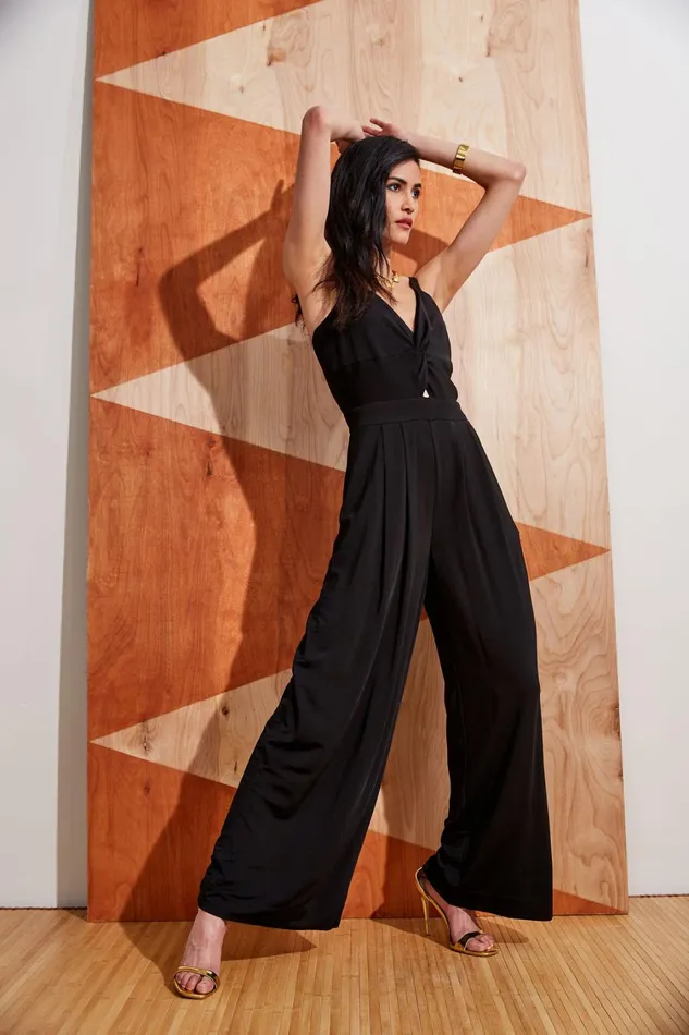Elie Tahari Dresses and Jumpsuits Wide Leg Twist Jumpsuit Noir 8211 Women