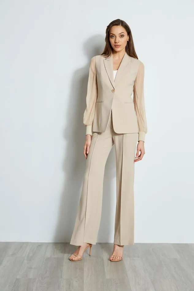 Elie Tahari Jackets and Blazers Chiffon Sleeve Blazer Island Sand 8211 Women