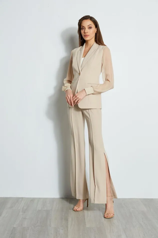 Elie Tahari Jackets and Blazers Chiffon Sleeve Blazer Island Sand 8211 Women