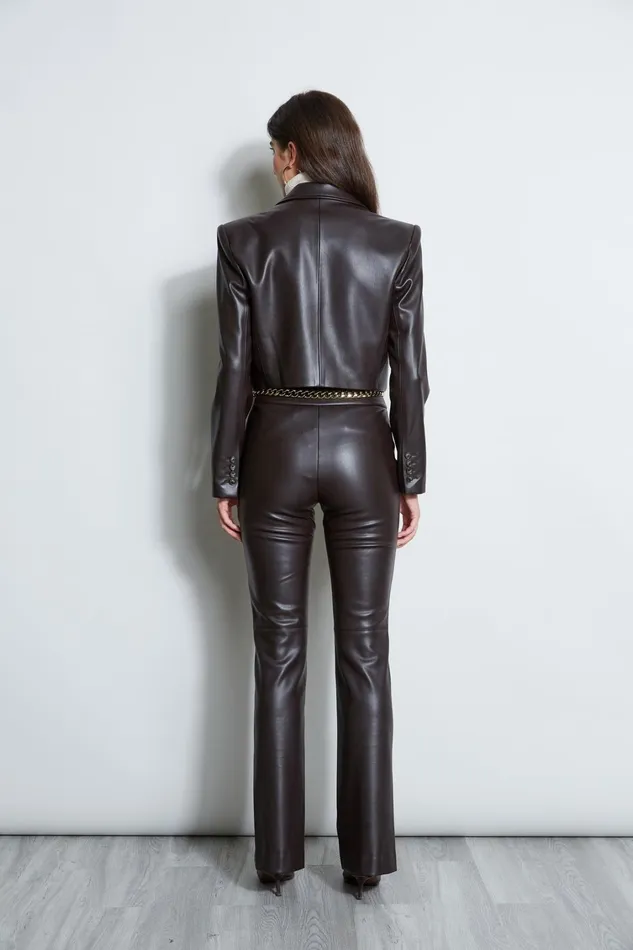 Elie Tahari Jackets and Blazers Cropped Vegan Leather Jacket Espresso 8211 Women