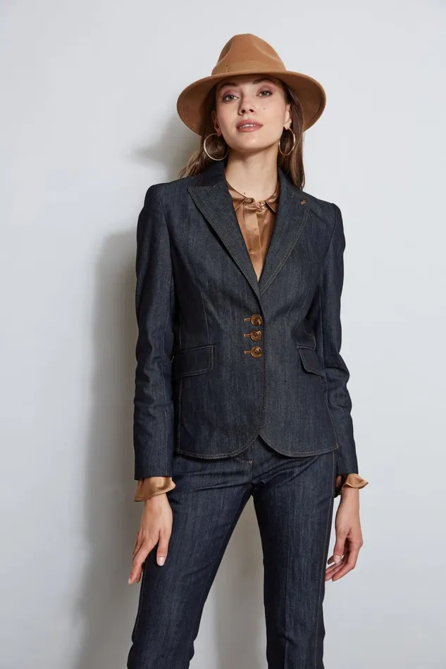 Elie Tahari Jackets and Blazers Denim 3 Button Blazer Indigo 8211 Women