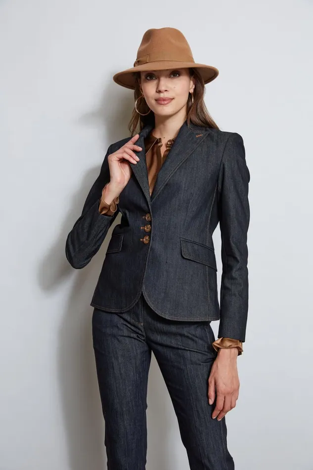 Elie Tahari Jackets and Blazers Denim 3 Button Blazer Indigo 8211 Women