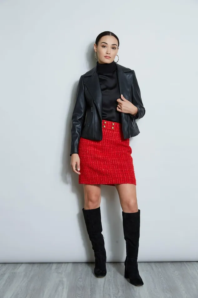 Elie Tahari Jackets and Blazers Faux Fur Collar Moto Jacket Black 8211 Women