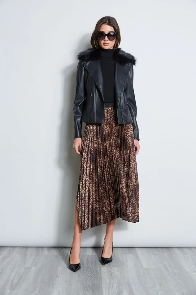 Elie Tahari Jackets and Blazers Faux Fur Collar Moto Jacket Black 8211 Women