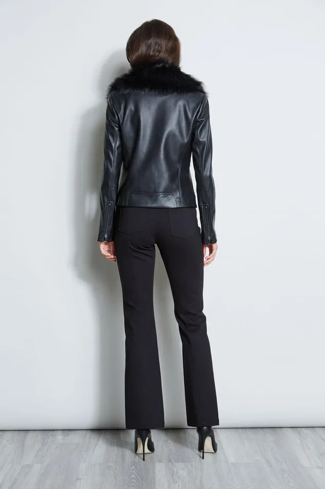 Elie Tahari Jackets and Blazers Faux Fur Collar Moto Jacket Black 8211 Women