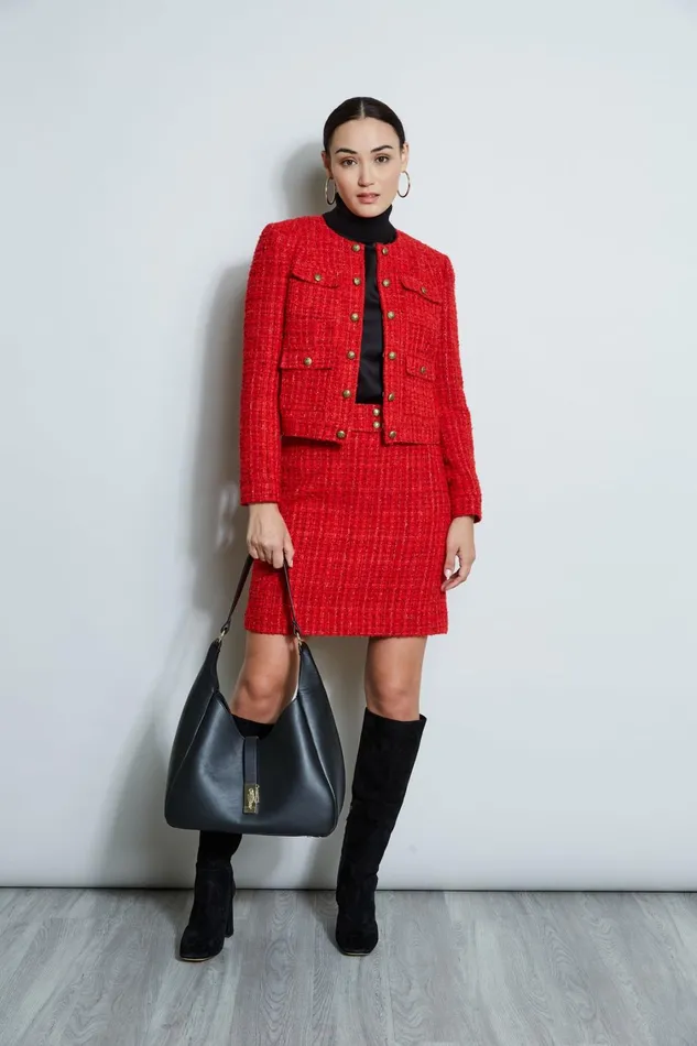 Elie Tahari Jackets and Blazers French Tweed Button Jacket Flame Red 8211 Women