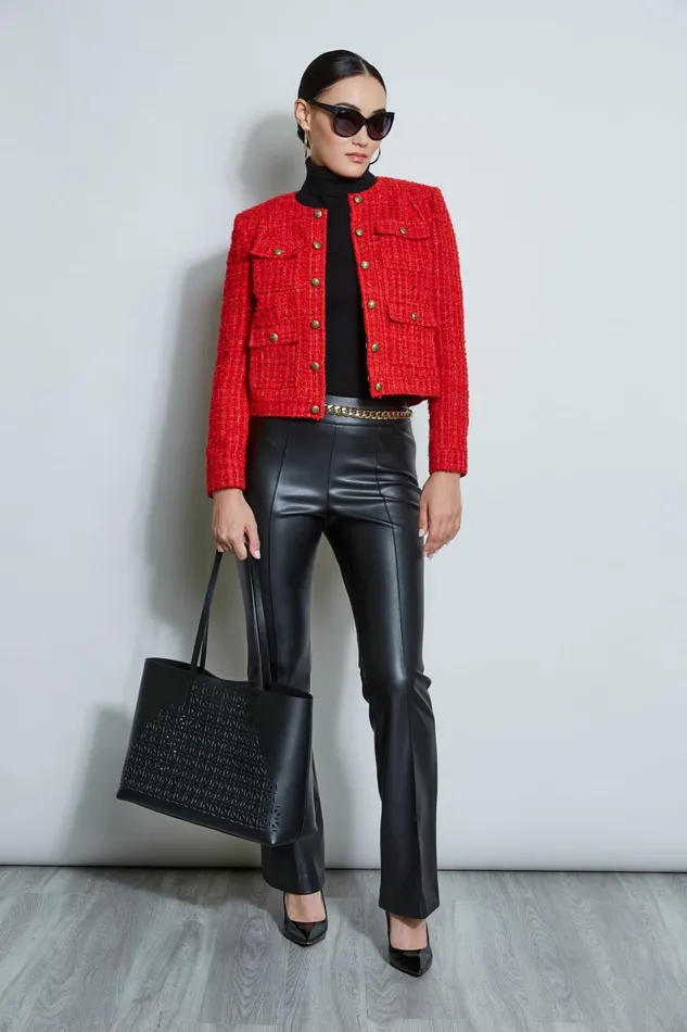 Elie Tahari Jackets and Blazers French Tweed Button Jacket Flame Red 8211 Women