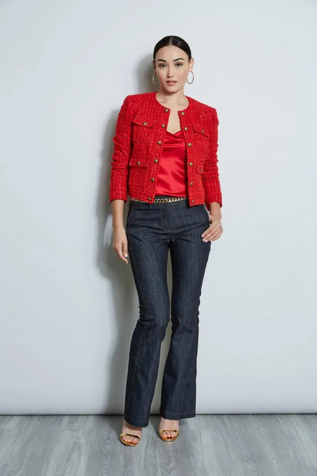 Elie Tahari Jackets and Blazers French Tweed Button Jacket Flame Red 8211 Women