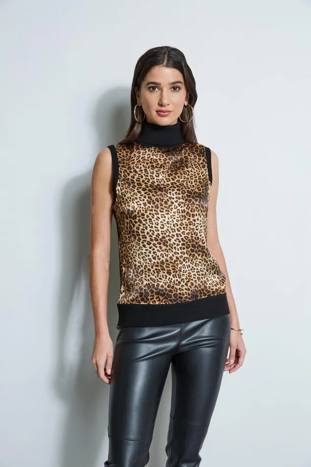 Elie Tahari Knits and Sweaters Ocelot Print Sweater Black 8211 Women