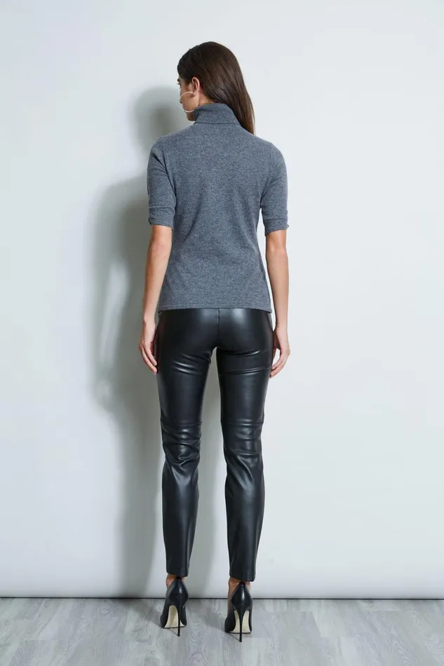 Elie Tahari Knits and Sweaters Short Sleeve Cashmere Turtleneck Sweater Grey Melange 8211 Women
