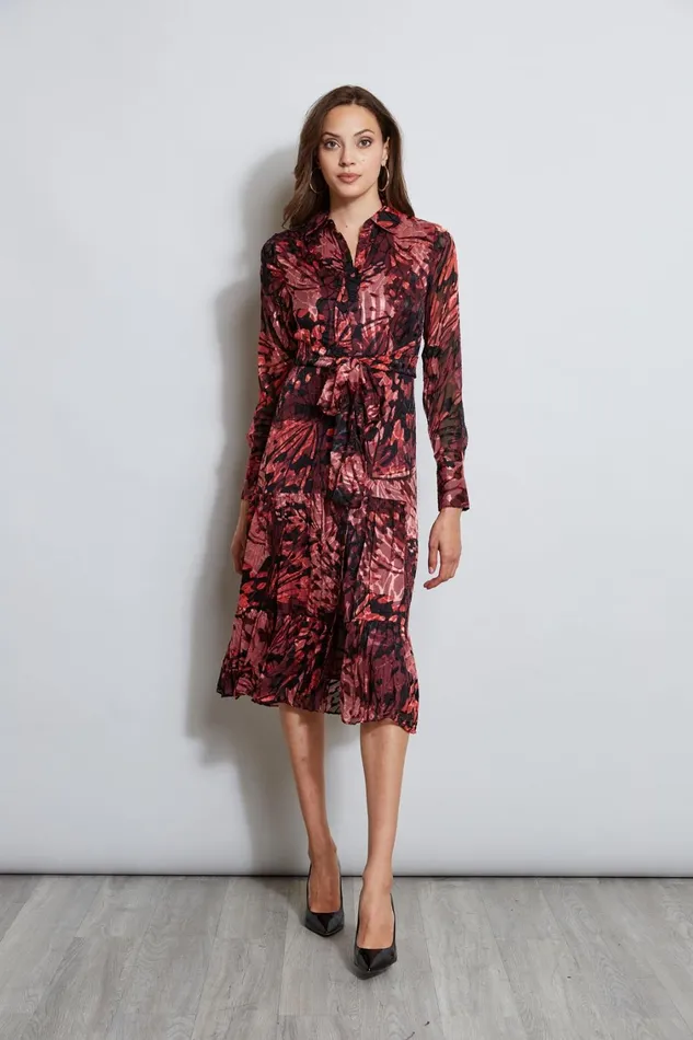 Elie Tahari Midi Dresses Burnout Tie Shirt Dress Monarch Burnout 8211 Women