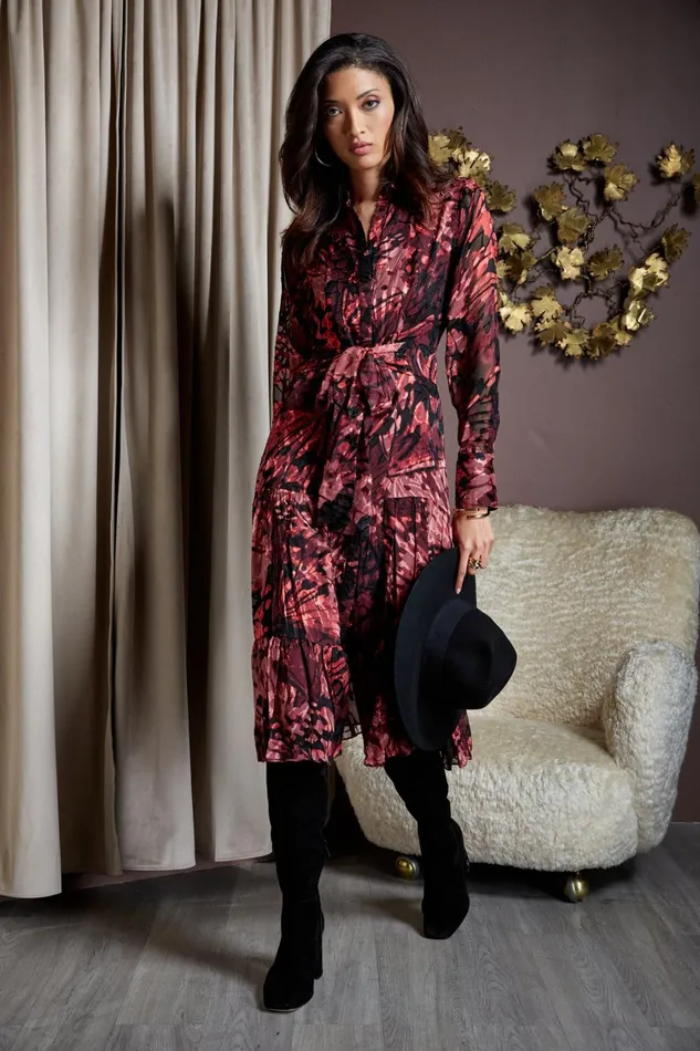 Elie Tahari Midi Dresses Burnout Tie Shirt Dress Monarch Burnout 8211 Women