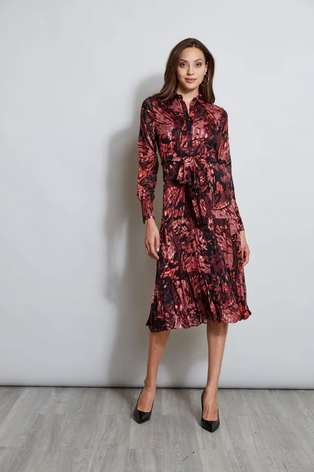 Elie Tahari Midi Dresses Burnout Tie Shirt Dress Monarch Burnout 8211 Women
