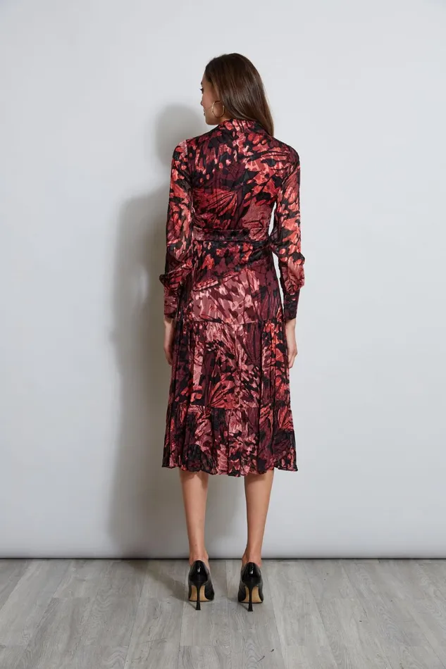 Elie Tahari Midi Dresses Burnout Tie Shirt Dress Monarch Burnout 8211 Women
