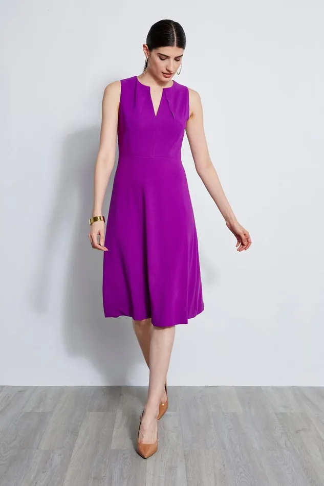 Elie Tahari Midi Dresses Fit and Flare Dart Midi Dress Wild Berry 8211 Women