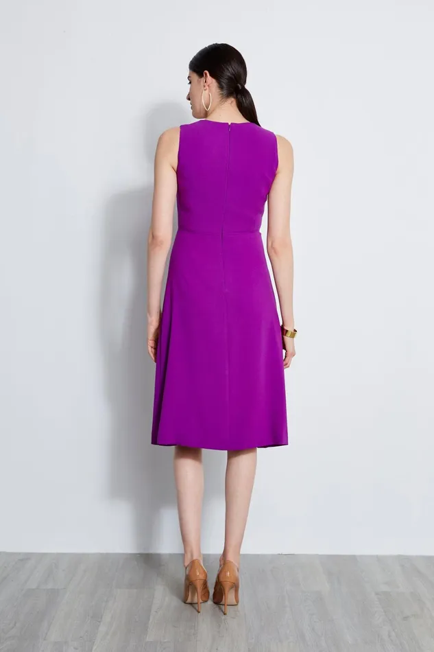 Elie Tahari Midi Dresses Fit and Flare Dart Midi Dress Wild Berry 8211 Women