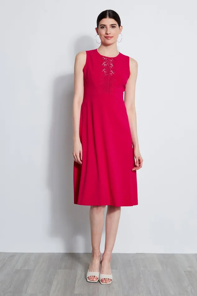 Elie Tahari Midi Dresses Lace Applique Midi Dress Cyclamen 8211 Women