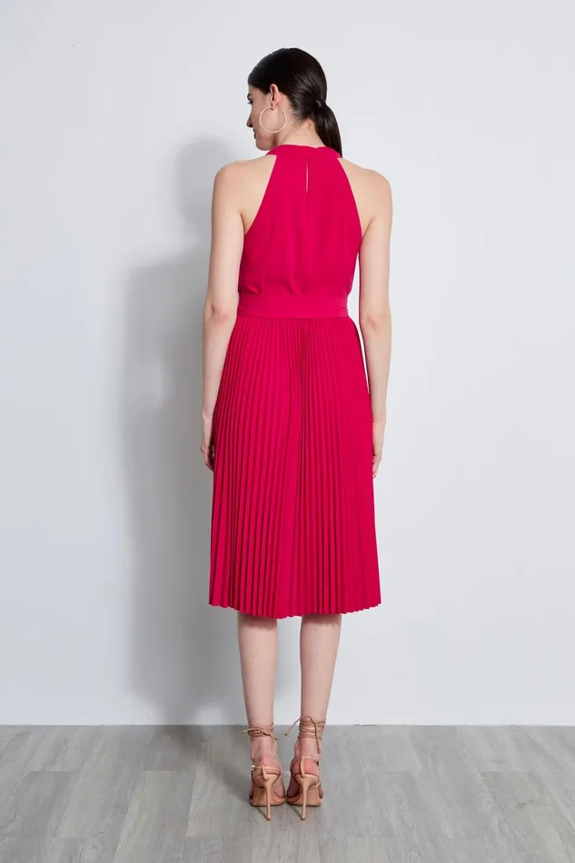 Elie Tahari Midi Dresses Pleated Cowl Midi Dress Cyclamen 8211 Women