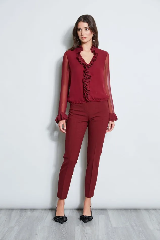 Elie Tahari Pants Slim Fit Pant Bordeaux 8211 Women