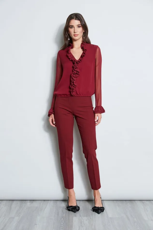 Elie Tahari Pants Slim Fit Pant Bordeaux 8211 Women