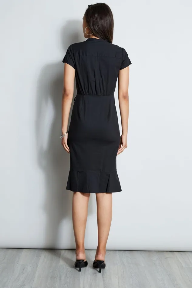 Elie Tahari Short Dresses Ruched Cotton Shirt Dress Noir 8211 Women