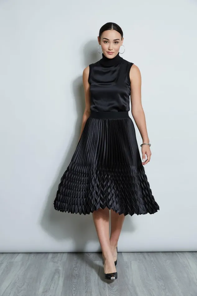Elie Tahari Skirts Diamond Pleated Skirt Black 8211 Women