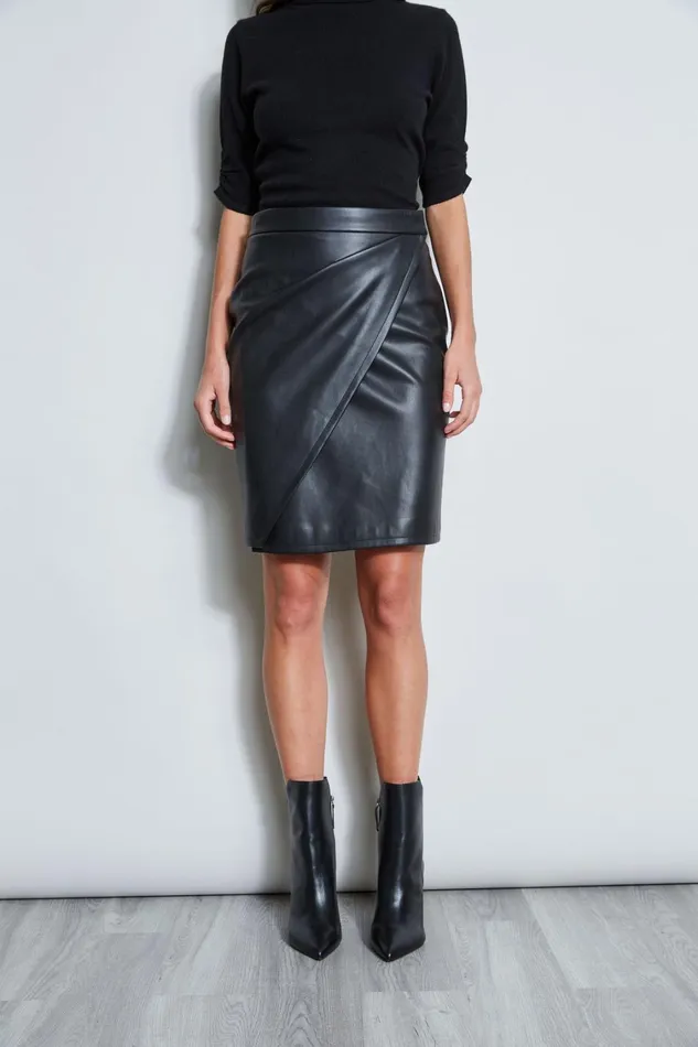 Elie Tahari Skirts Vegan Leather Faux Wrap Skirt Black 8211 Women