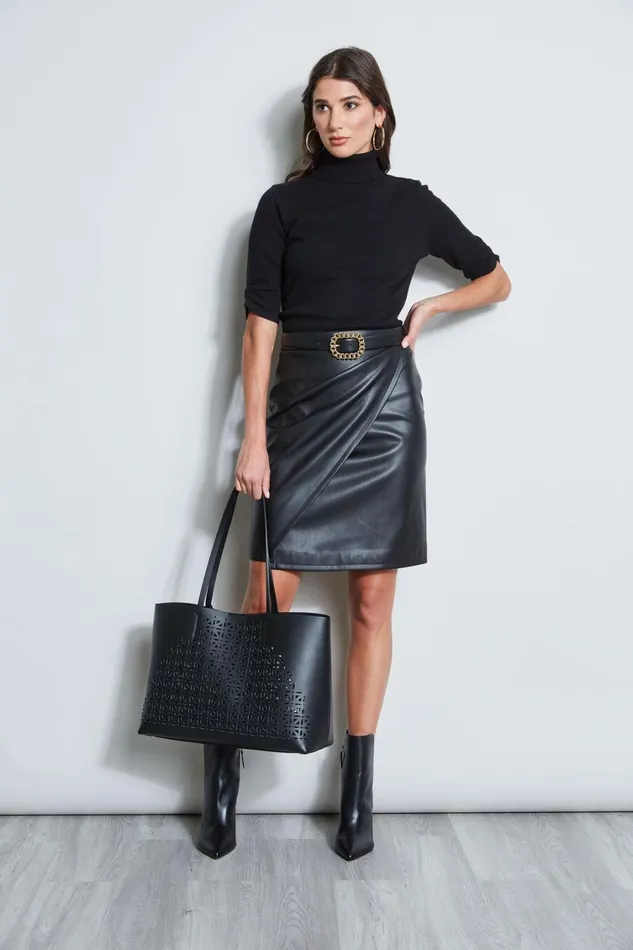Elie Tahari Skirts Vegan Leather Faux Wrap Skirt Black 8211 Women