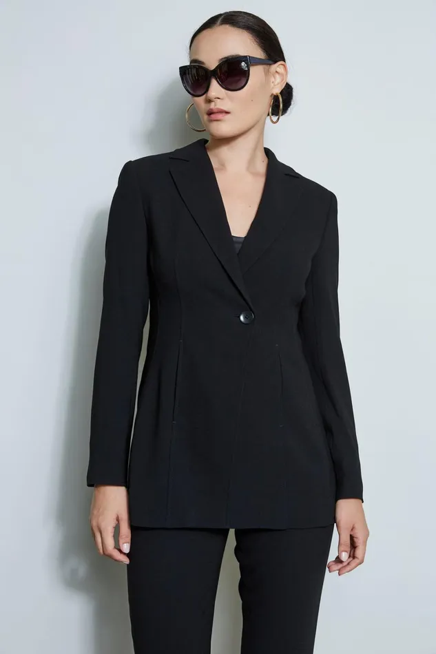 Elie Tahari Suiting Asymmetric Single Button Blazer Black 8211 Women
