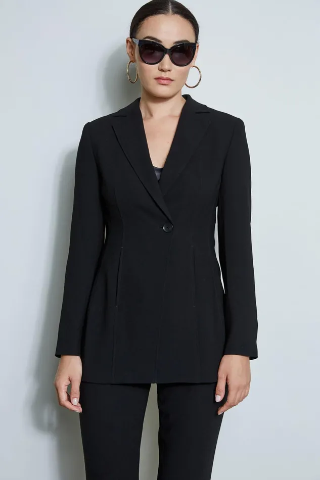 Elie Tahari Suiting Asymmetric Single Button Blazer Black 8211 Women