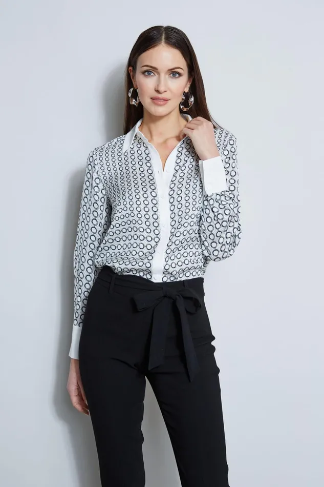 Elie Tahari Tops Link Print Button Down Shirt Link Print White Ground 8211 Women Elie Tahari Tops Link Print Button Down Shirt Link Print White Ground 8211 Women