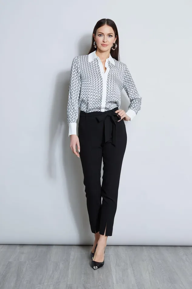 Elie Tahari Tops Link Print Button Down Shirt Link Print White Ground 8211 Women